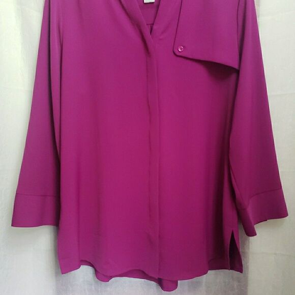 Chico's Blouse Top Magenta Pink Hidden Button Up Women's Size 2 US L - Picture 4 of 10